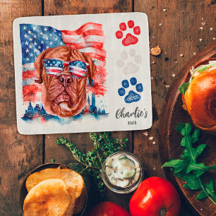 Planche À Découper Frites drôles rouges blanches et bleues pour chien