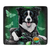 Planche À Découper Frontière Collie Chien Conduite Vélo St. Patrick's (Devant)