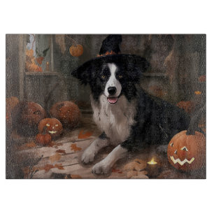Planche À Découper Frontière Collie Citrouilles Halloween effroi