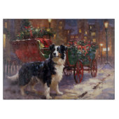 Planche À Découper Frontière Collie Festive de Noël (Devant)