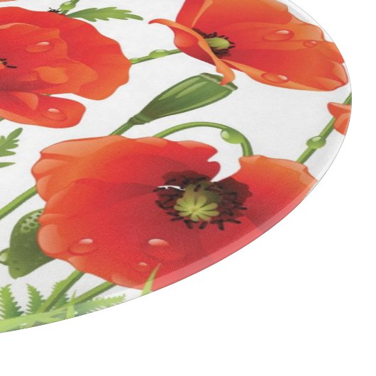 Planche À Découper Frontière horizontale avec le pavot rouge (Coin)