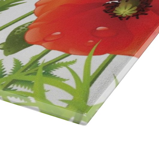 Planche À Découper Frontière horizontale avec le pavot rouge (Coin)