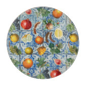 Planche À Découper Fruit d'été méditerranéen & Mosaïque Bleue Blanc (Devant)