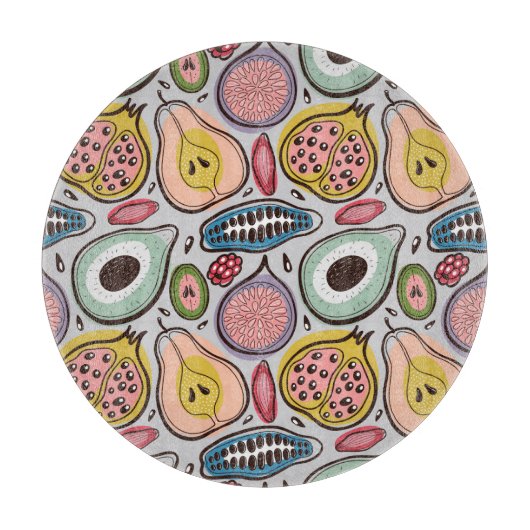 Planche À Découper Fruit Medley : Un Motif ininterrompu et dynamique (Devant)