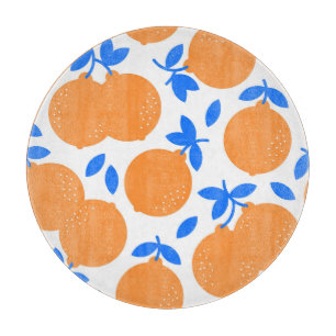 Planche À Découper Fruit orange : Motif exquis bleu-bracelet.