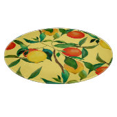 Planche À Découper Fruits d'agrumes, motif d'aquarelle vibrante. (Coin)