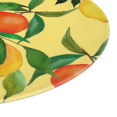 Planche À Découper Fruits d'agrumes, motif d'aquarelle vibrante. (Coin)