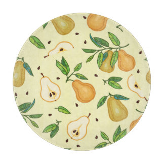 Planche À Découper Fruits de poires jaunes : Illustration Vintage.