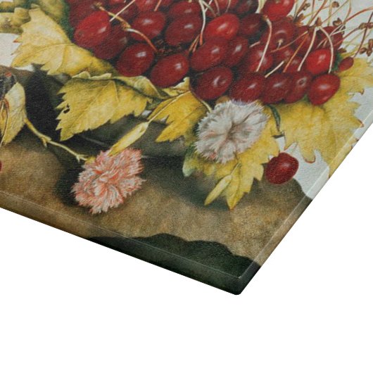 PLANCHE À DÉCOUPER FRUITS DE SAISON / CHERRIES ET CARNATIONS (Coin)