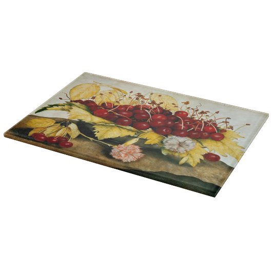 PLANCHE À DÉCOUPER FRUITS DE SAISON / CHERRIES ET CARNATIONS (Coin)