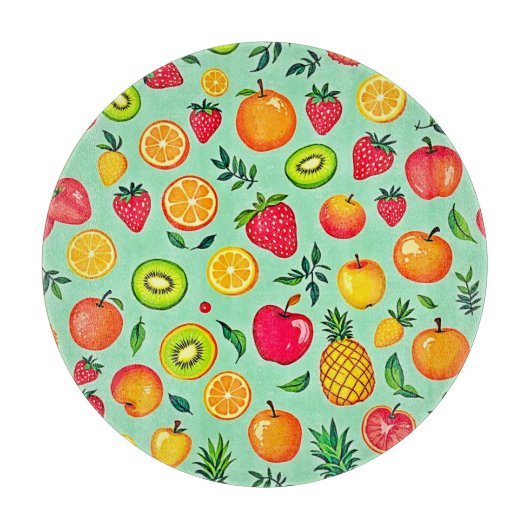 Planche À Découper Fruits d'été Conception transparente (Devant)