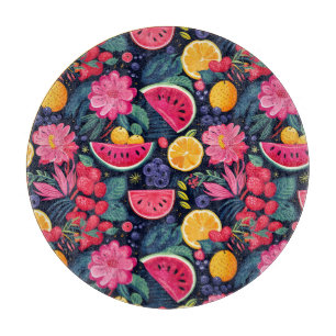 Planche À Découper Fruits et Fleurs Tropicaux