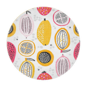 Planche À Découper Fruits exotiques tirés à la main : été Vintage
