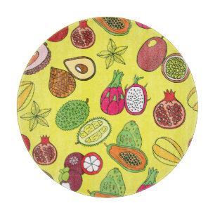 Planche À Découper Fruits exotiques tropicaux Motif à main