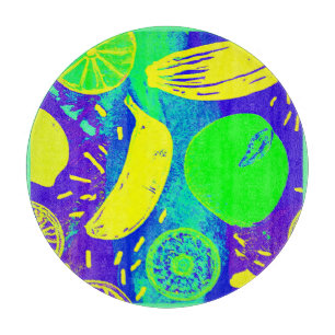 Planche À Découper Fruits expressifs Neon Color Art Motif