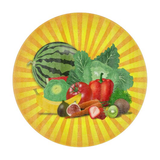 Planche À Découper Fruits Légumes et Soleil Magnifiques (Devant)