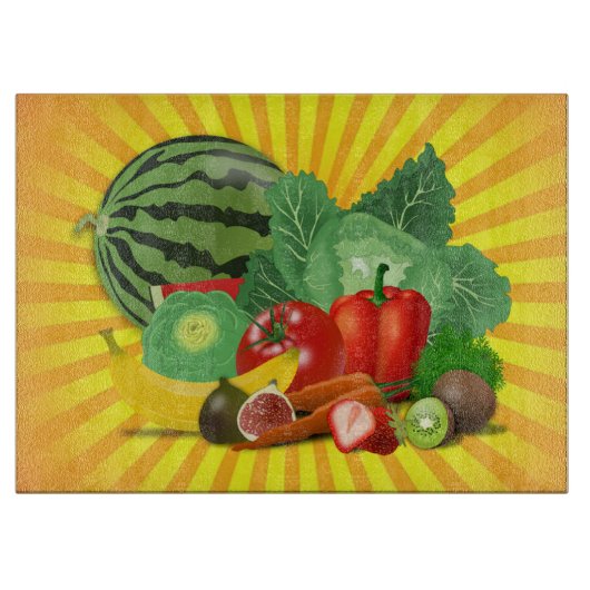 Planche À Découper Fruits Légumes et Soleil Magnifiques (Devant)