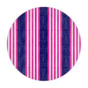 Planche À Découper Fuchsia et blanc cinq bandes motif avec bleu