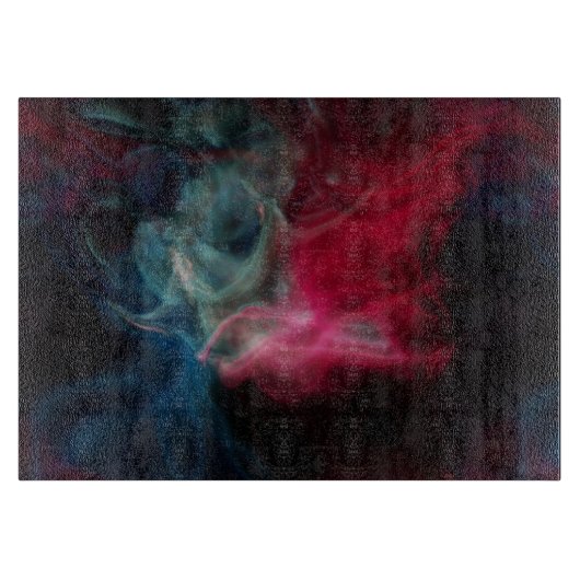Planche À Découper fumée rose et bleue abstraite (Devant)