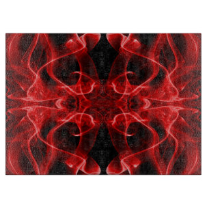 Planche À Découper Fumée rouge minimaliste symétrique noir