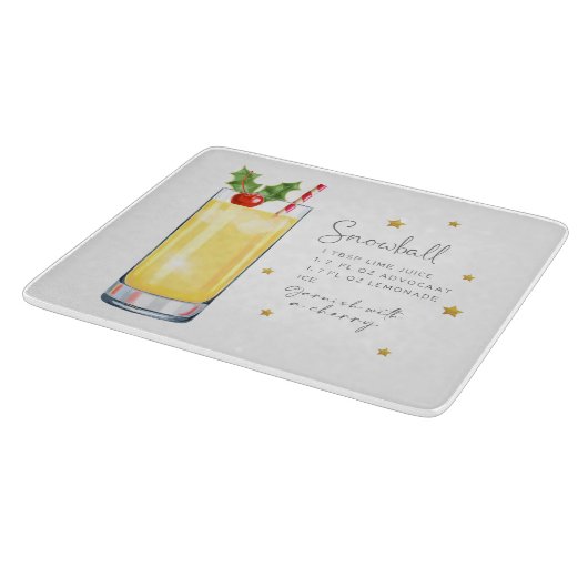 Planche À Découper Fun Noël Cocktail Snowball Recette Aquarelle (Coin)