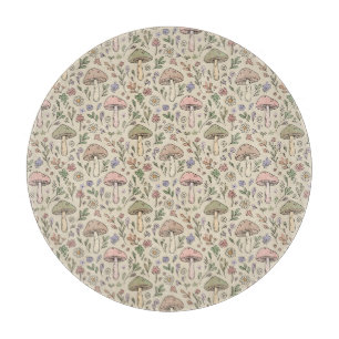 Planche À Découper Fungi Beige Neutre Rond Fromage Cercle Minimaliste