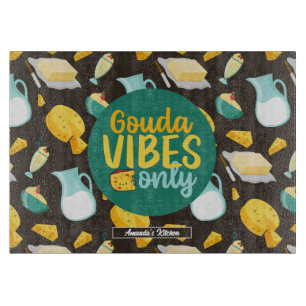 Planche À Découper Funky Cheese Pun Vintage Retro Dairy Motif aliment