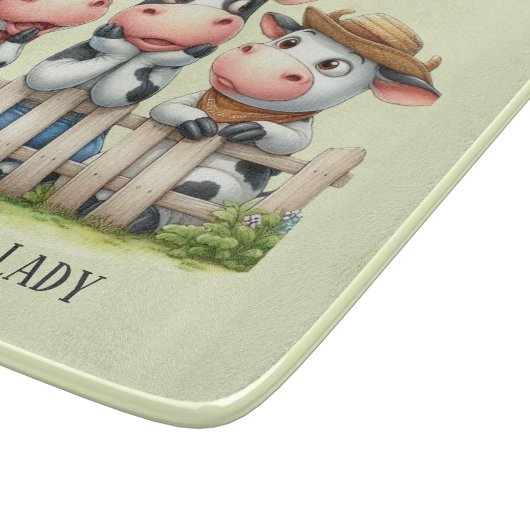 Planche À Découper Funny crazy cow lady customizable (Coin)