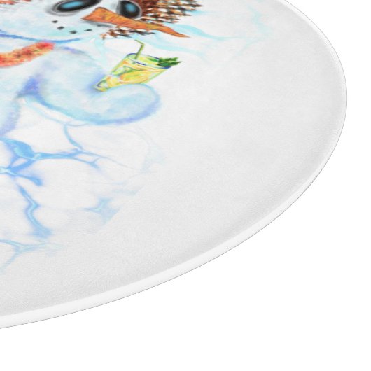 Planche À Découper Funny Cutting Board avec Snowman Surfer (Coin)