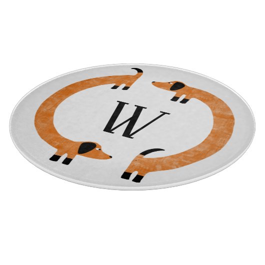 Planche À Découper Funny Dachshund Saucisse Chien Monogramme (Coin)