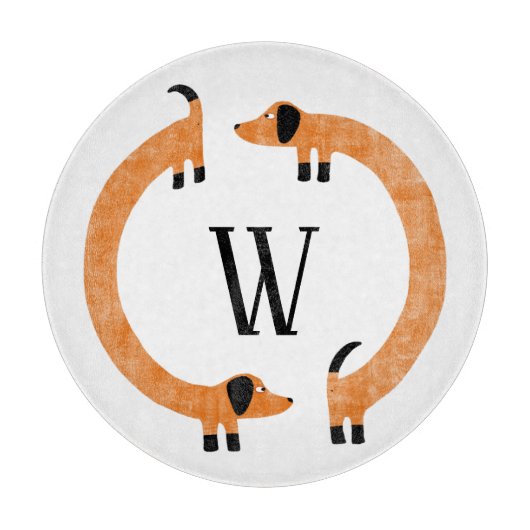 Planche À Découper Funny Dachshund Saucisse Chien Monogramme (Devant)