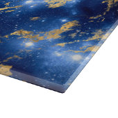 Planche À Découper Galaxie en marbre bleu, blanc et or (Coin)