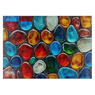 Planche À Découper Galets de mer multicolores