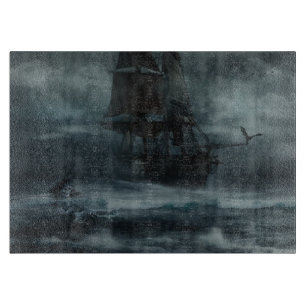 Planche À Découper Galions naviguant sur une mer tortueuse
