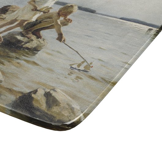 Planche À Découper Garçons jouant sur le rivage (par Albert Edelfeel) (Coin)