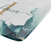 Planche À Découper Garde de luxe à monogramme moderne en agate script (Coin)