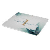 Planche À Découper Garde de luxe à monogramme moderne en agate script (Coin)