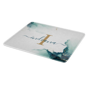 Planche À Découper Garde de luxe à monogramme moderne en agate script