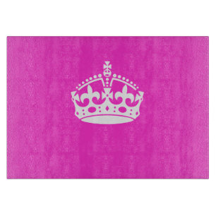 Planche À Découper GARDER CALM CROWN Royal Icon sur Pink Personnalise
