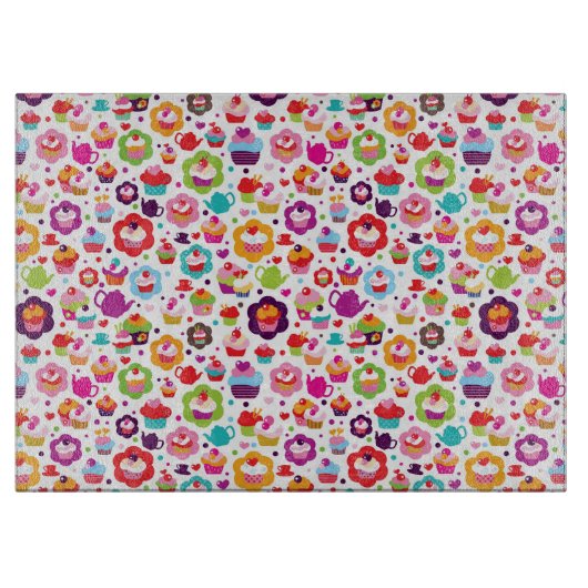 Planche À Découper Gâteau de tasse et pot mignons de thé (Devant)