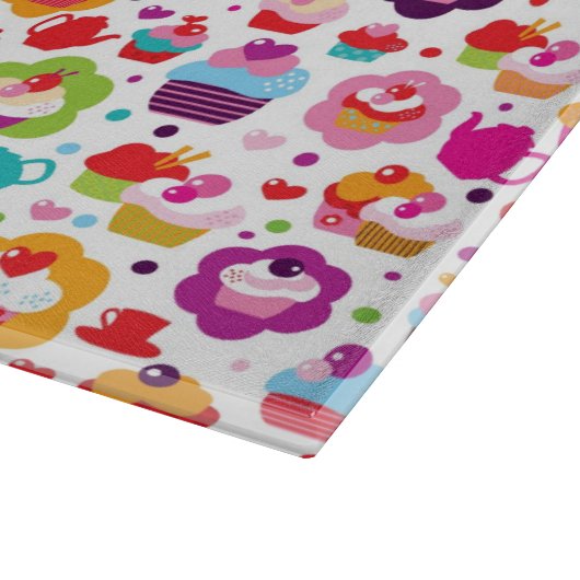 Planche À Découper Gâteau de tasse et pot mignons de thé (Coin)