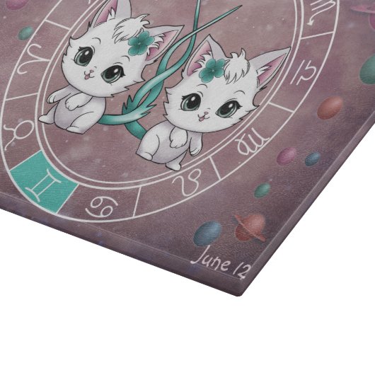 Planche À Découper Gemini astrologique Cute cat Zodiac Wheel Planet (Coin)