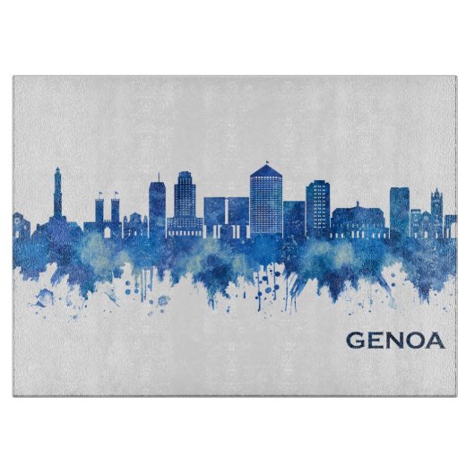 Planche À Découper Genoa Italy Skyline Blue (Devant)