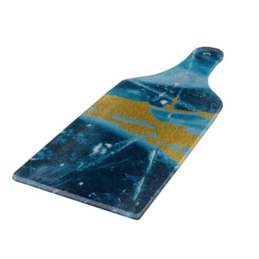 Planche À Découper Géode Agate Gemstone Blue et Gold (Coin)