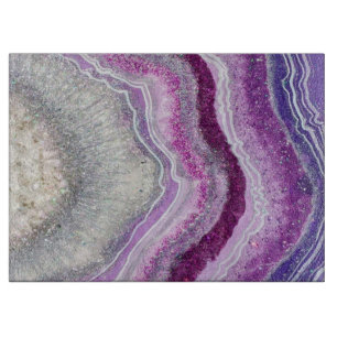 Planche À Découper Géode Agate Violet Crystal Marble Moderne Élégant
