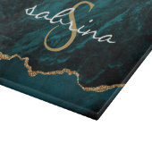 Planche À Découper Géode d'âge d'or bleu Turquoise Monogramme (Coin)