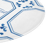 Planche À Découper Géométrie et fleurs bleues et blanches (Coin)
