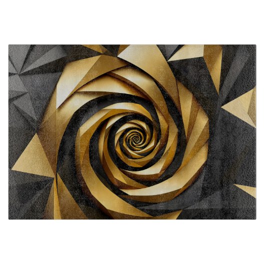 Planche À Découper Géométrie spirale dorée (Devant)
