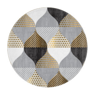 Planche À Découper Géométrique de luxe : noir, or motif
