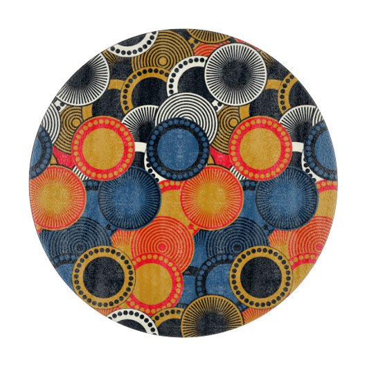 Planche À Découper Géométrique rétro : Cercles d'or Harmonie (Devant)